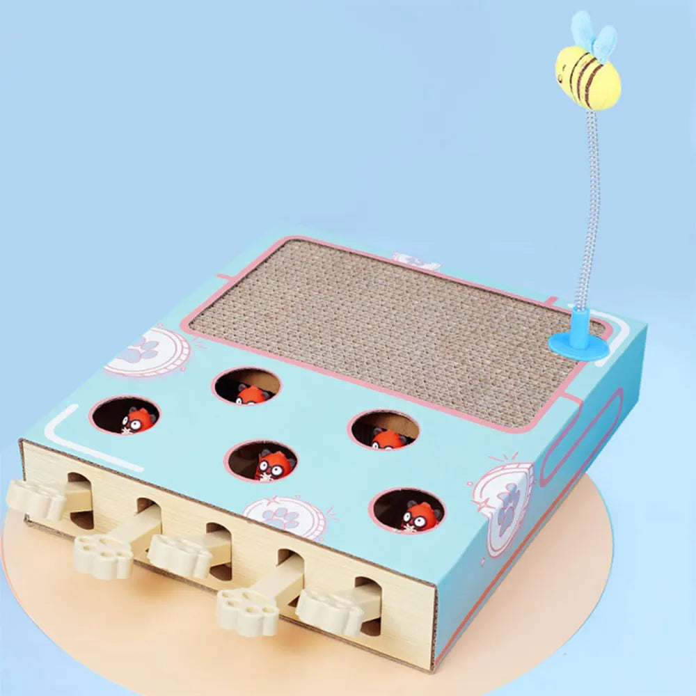 Interactive Whack-a-Mole Cat Scratching Board - Multi-Function Puzzle Toy with Claw Care