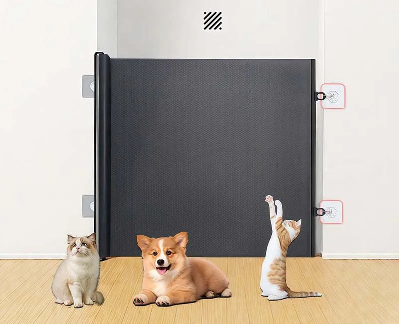 Retractable Cat Safety Gate - Breathable Mesh Pet Barrier for Doorways and Stairs