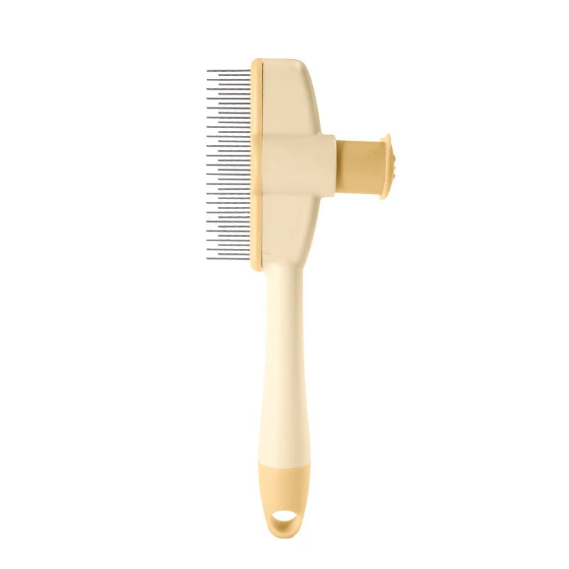 Self-Cleaning Cat Grooming Comb - Stainless Steel Pin Brush for Removing Loose Fur & Detangling