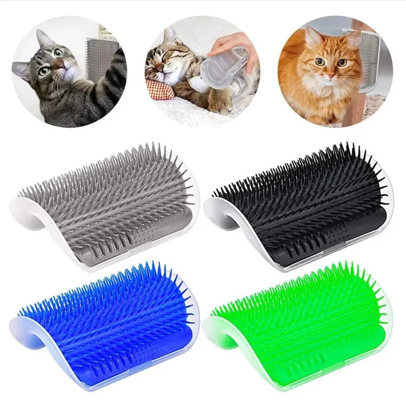 Cat Corner Self-Grooming Brush with Catnip - Wall-Mounted Massage and Deshedding Comb for Cats