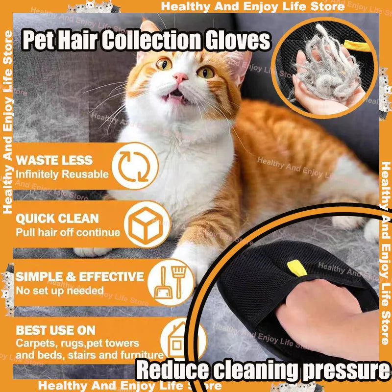 Professional Pet Grooming Gloves - Dual-Sided Hair Removal & Massage Tool for Cats