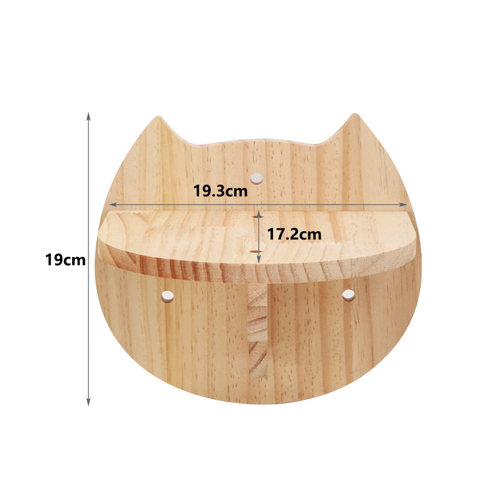 Modular Cat Wall Climbing System - Natural Wood Wall-Mounted Shelves, Steps & Hideaways