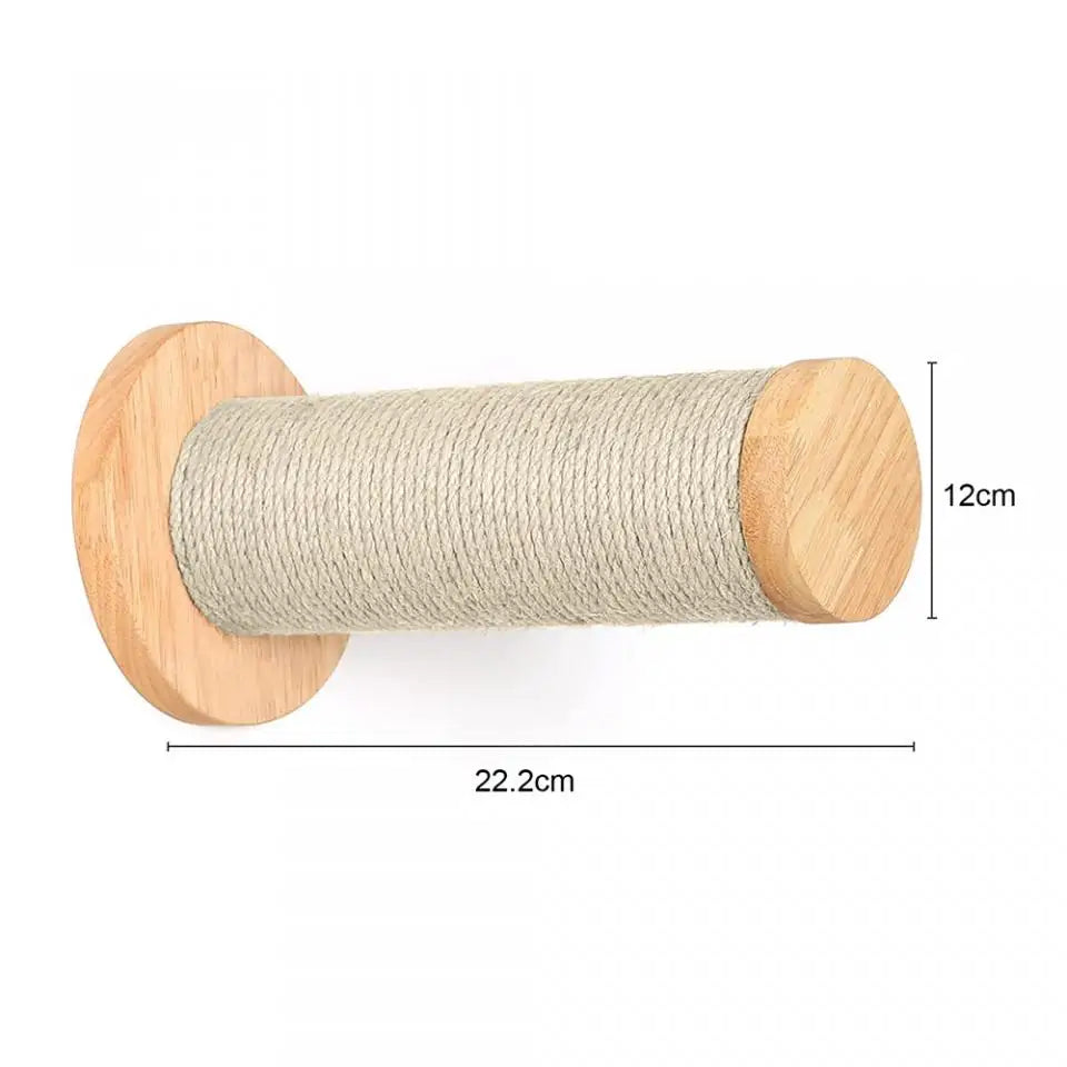 Wooden Cat Wall Climbing System - Modular Shelves & Scratching Posts with Sisal Rope