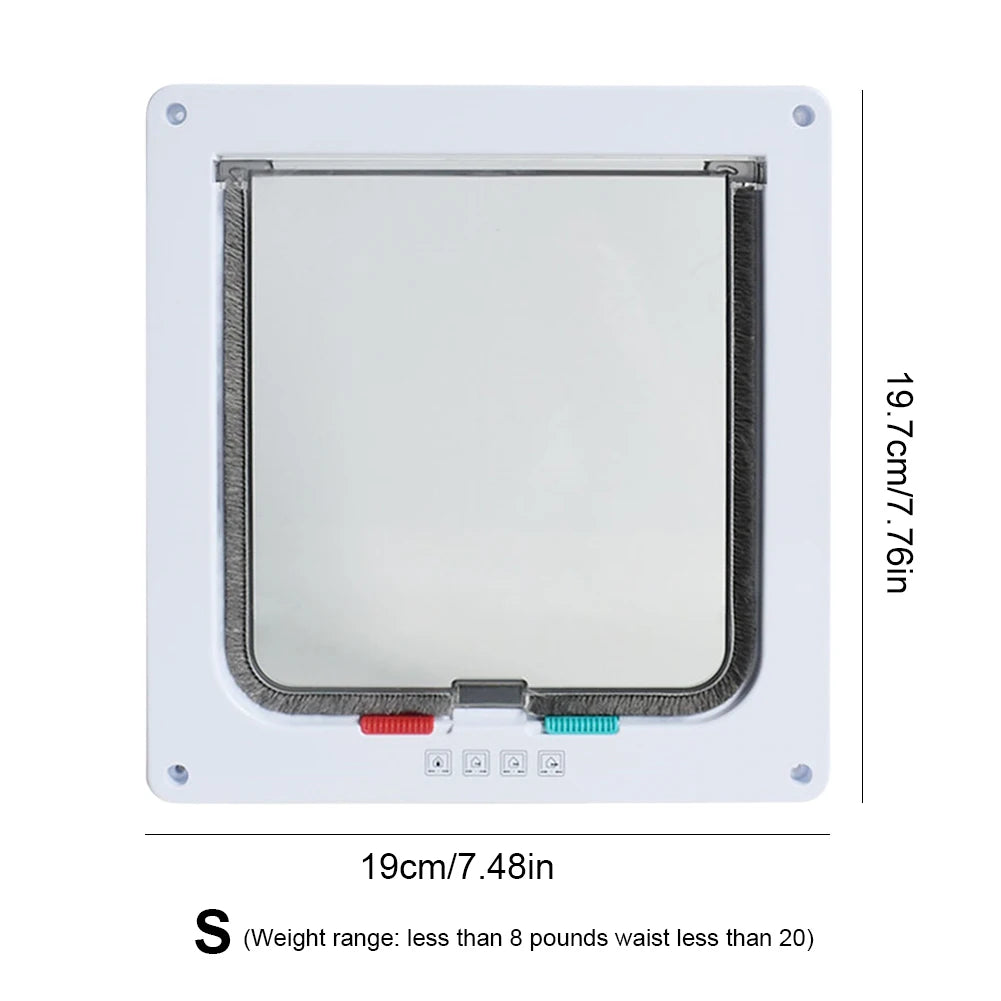 Cat Flap with 4-Way Security Lock - ABS Plastic Pet Door for Cats and Small Pets