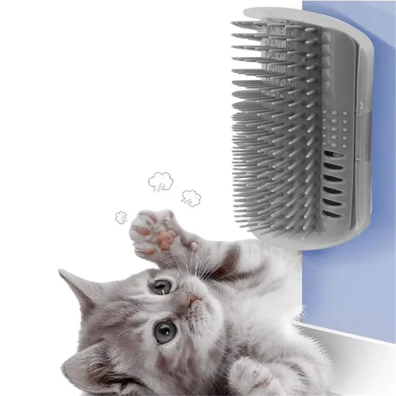 Cat Corner Self-Grooming Brush with Catnip - Wall-Mounted Massage and Deshedding Comb for Cats