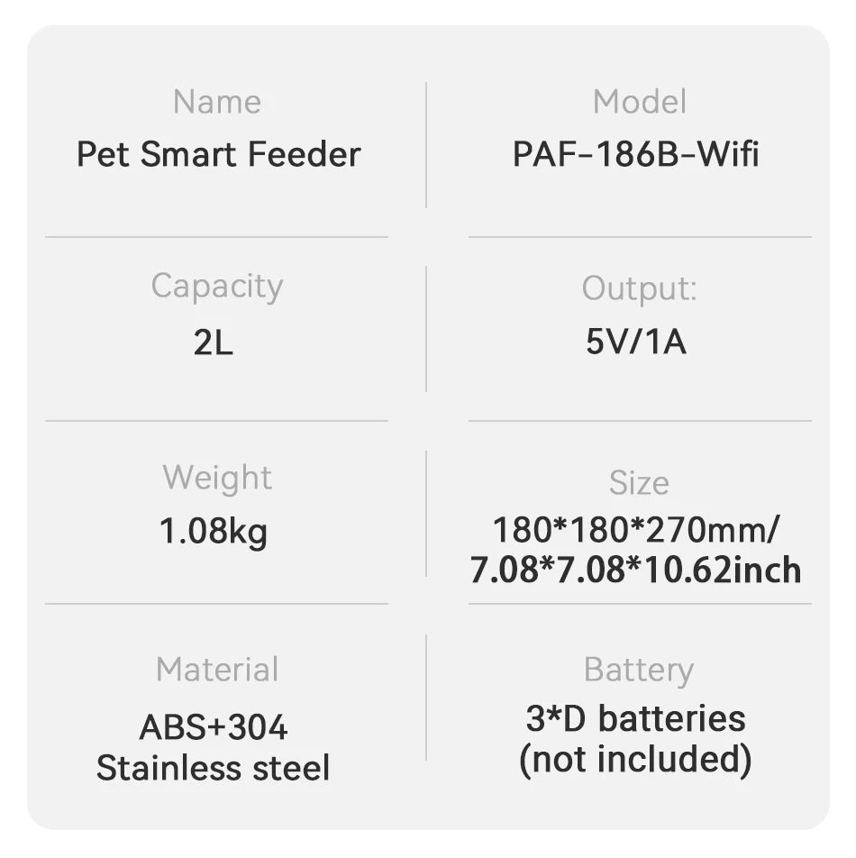 Smart WiFi Pet Feeder 2L - Automatic Cat Food Dispenser with App Control & Customised Meal Planning