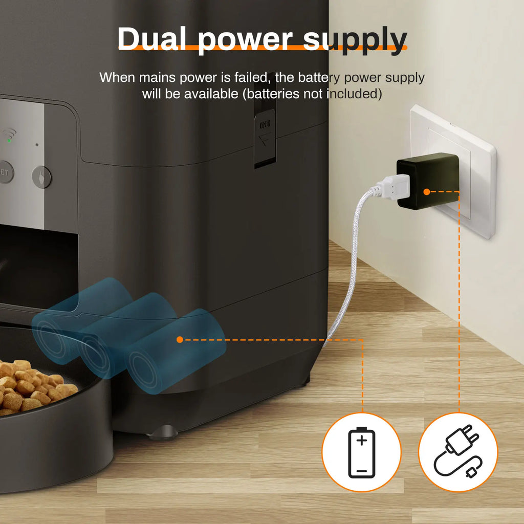 Automatic Cat Feeder with WiFi and App Control - 2L Smart Pet Food Dispenser with Timer and Portion Control