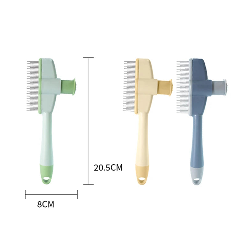 Self-Cleaning Cat Grooming Comb - Stainless Steel Pin Brush for Removing Loose Fur & Detangling