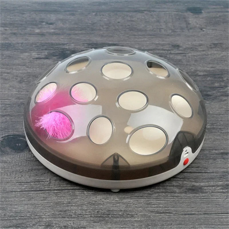 Magnetic Levitation Interactive Cat Toy - Rechargeable Rotating Feather Ball Chase Disc for Indoor Exercise and Mental Stimulation