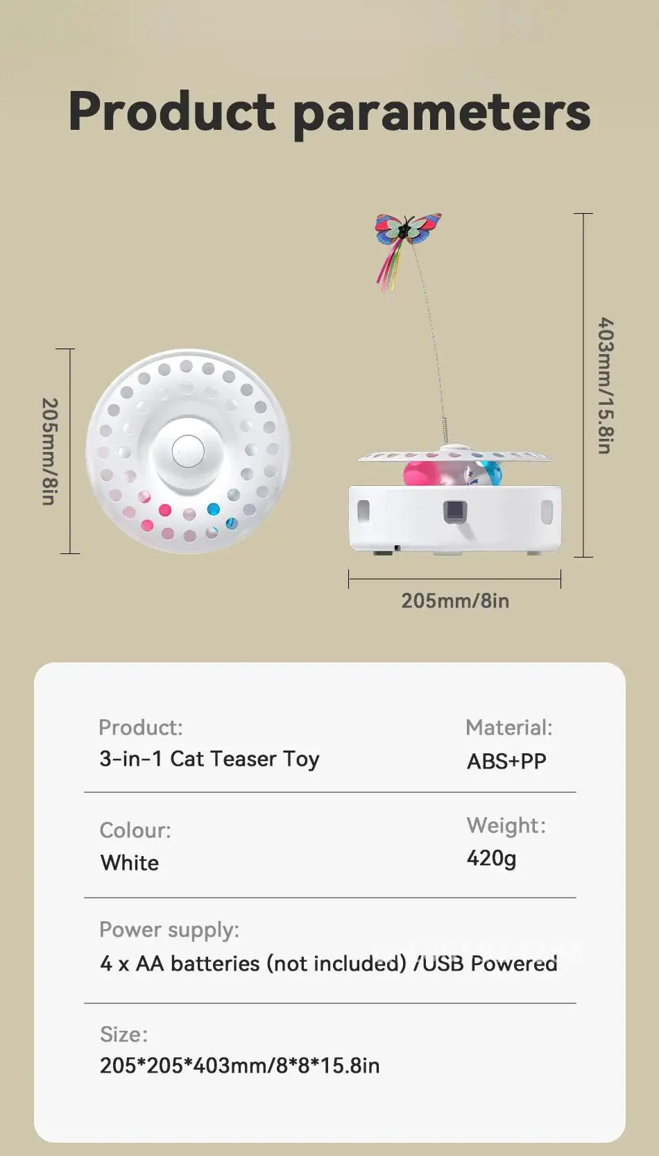ROJECO 3-in-1 Automatic Cat Teaser Toy - Interactive Feather & Ball Set for Indoor Cats