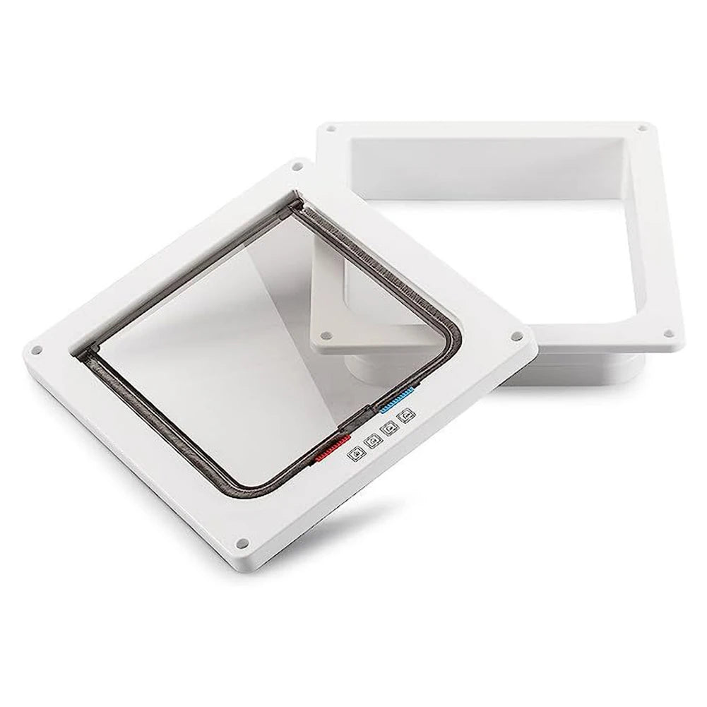 Cat Flap with 4-Way Security Lock - ABS Plastic Pet Door for Cats and Small Pets