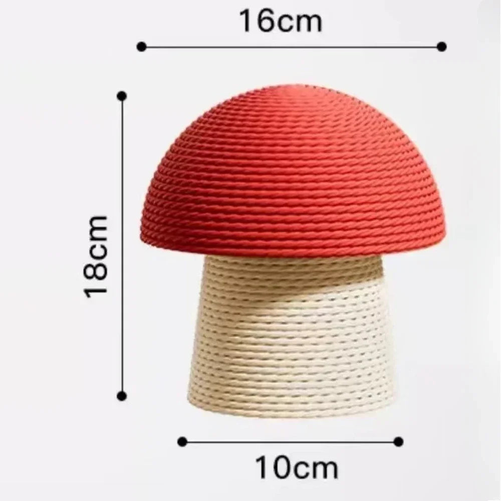 Red Mushroom Cat Scratching Post - Sisal Climbing Tower with Natural Rope Wrapping