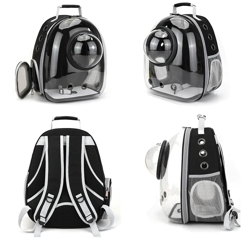 Transparent Space Capsule Cat Backpack - Breathable Pet Carrier with Panoramic Window & Ventilation System