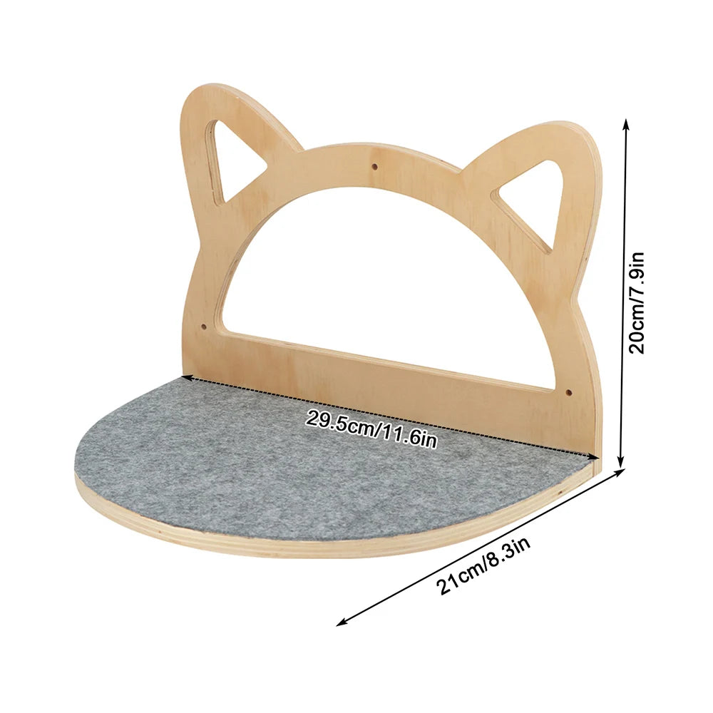 Premium Wall-Mounted Cat Climbing System - Hand-Woven Macramé Hammock with Detachable Wooden Platforms