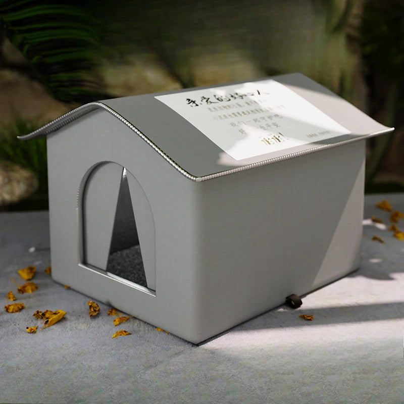 Waterproof Outdoor Cat House - Insulated Shelter with Foldable Washable Plush Bed for Cats