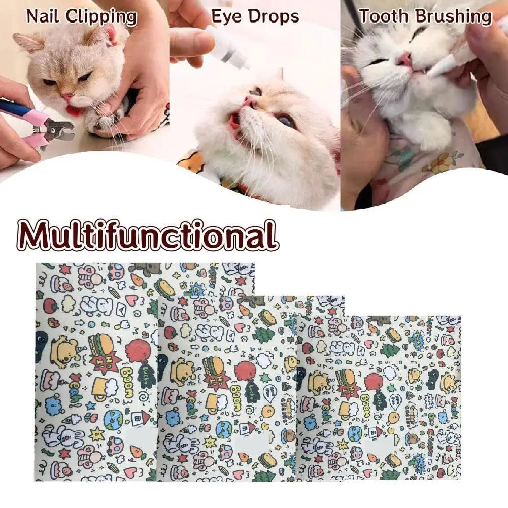 Cat Restraint Wrap - Self-Adhesive Anti-Scratch Grooming Aid for Nail Trimming, Cleaning & Vet Visits