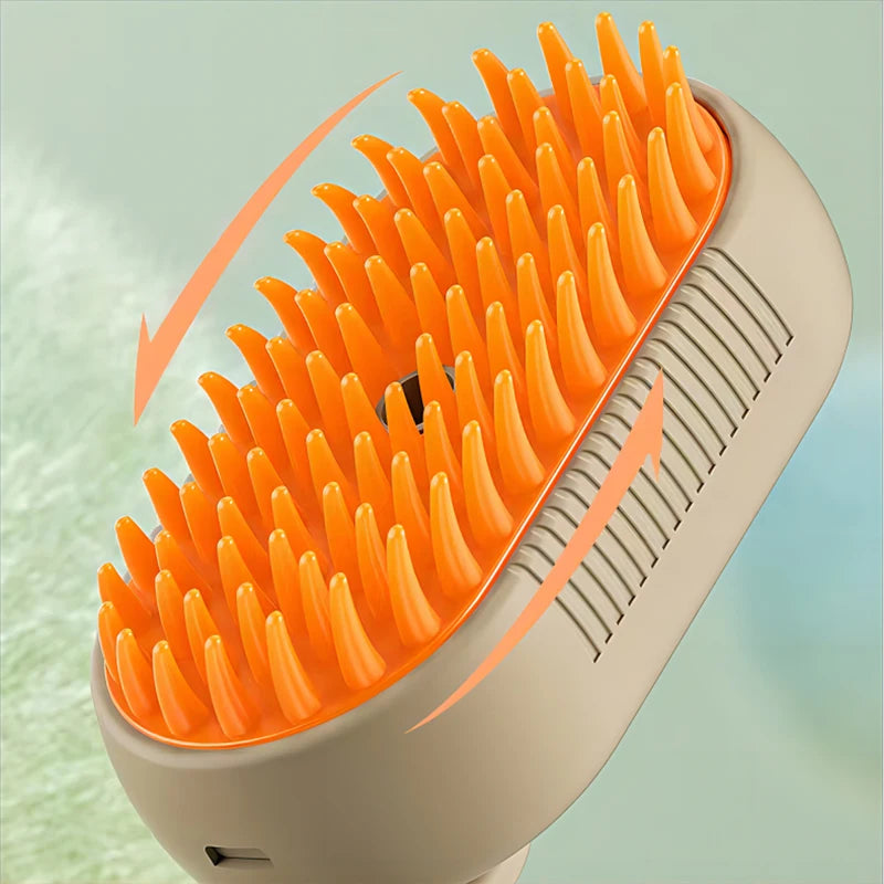 Steam Cat Brush (3-in-1 USB Rechargeable) - Electric Grooming Tool with Massage & Deshedding