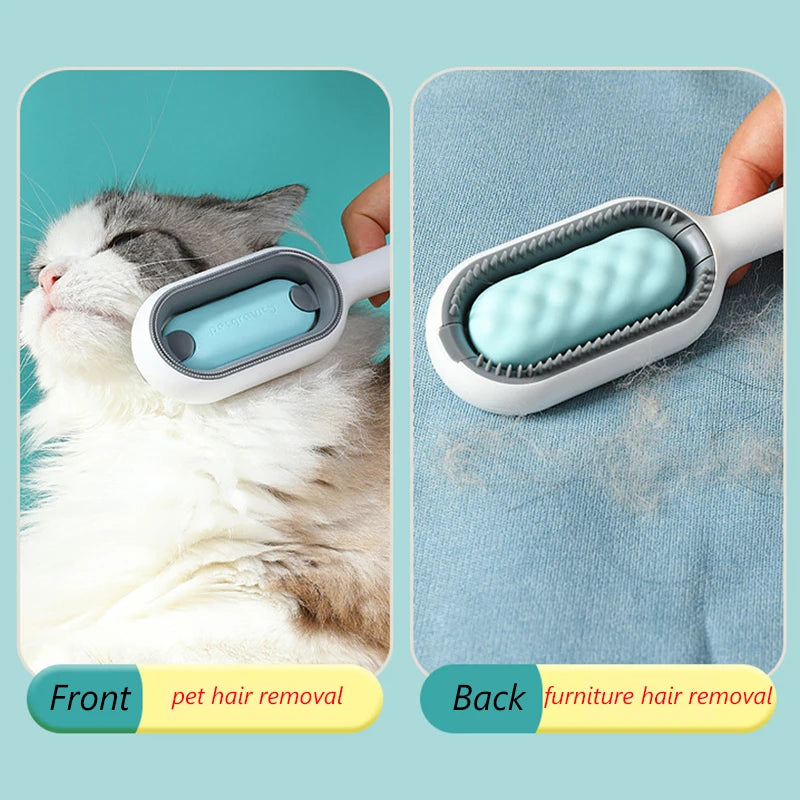 Double-Sided Cat Hair Removal Brush with Cleaning Wipes