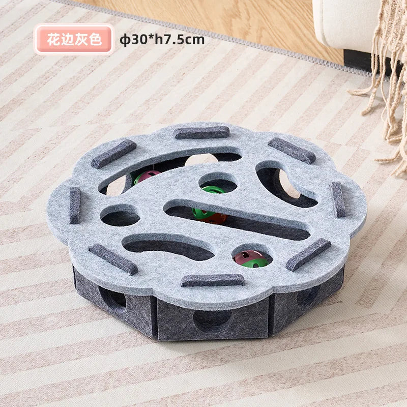 Interactive Cat Puzzle Toy - Multi-Level Hunting Game with Felt Surface & Multiple Play Modes