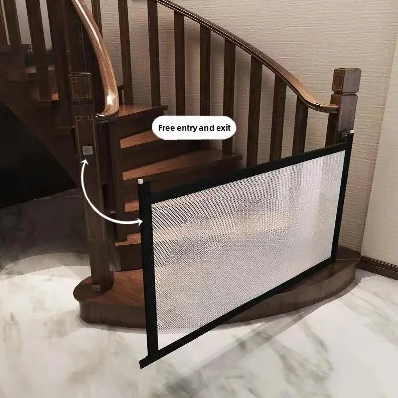 Retractable Pet Barrier – Adjustable Cat Safety Gate, Indoor Mesh Barrier, No Drill Installation, Multi-Purpose Isolation Door