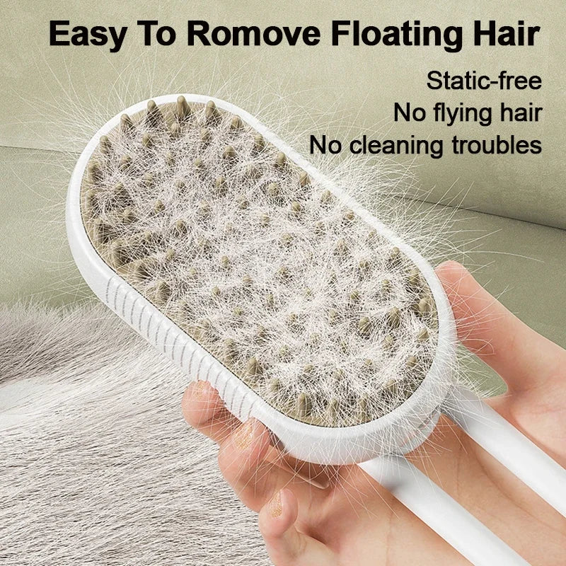 Steam Cat Brush (3-in-1 USB Rechargeable) - Electric Grooming Tool with Massage & Deshedding
