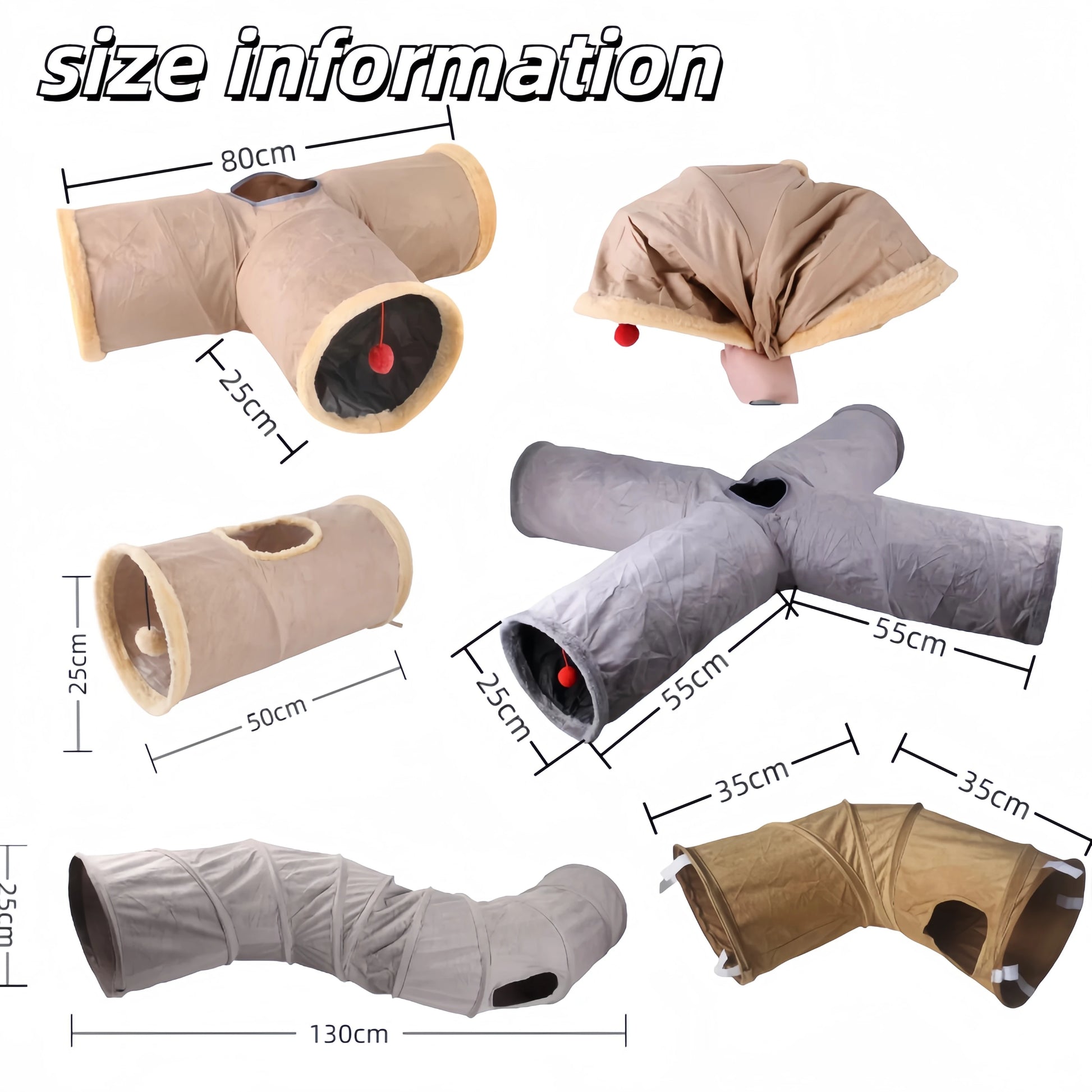 Collapsible Cat Tunnel - Interactive Play & Hide Toy for Cats, Kittens & Small Pets | Suede Finish | 2-Way & 3-Way Options Available