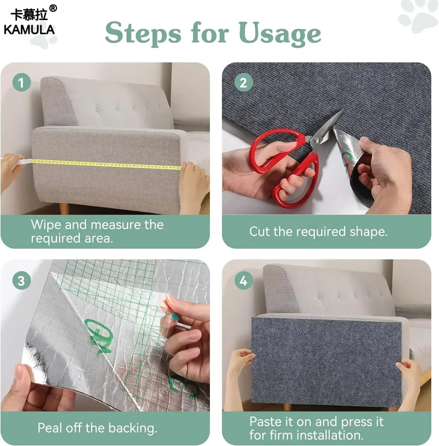 Self-Adhesive Cat Scratching Mat - Trimmable Furniture Protector for Sofas, Walls & Corners