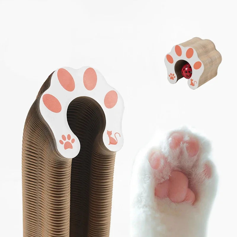 Transformable Cat Scratching Board - Magnetic Corrugated Cardboard Scratcher with Interactive Bell