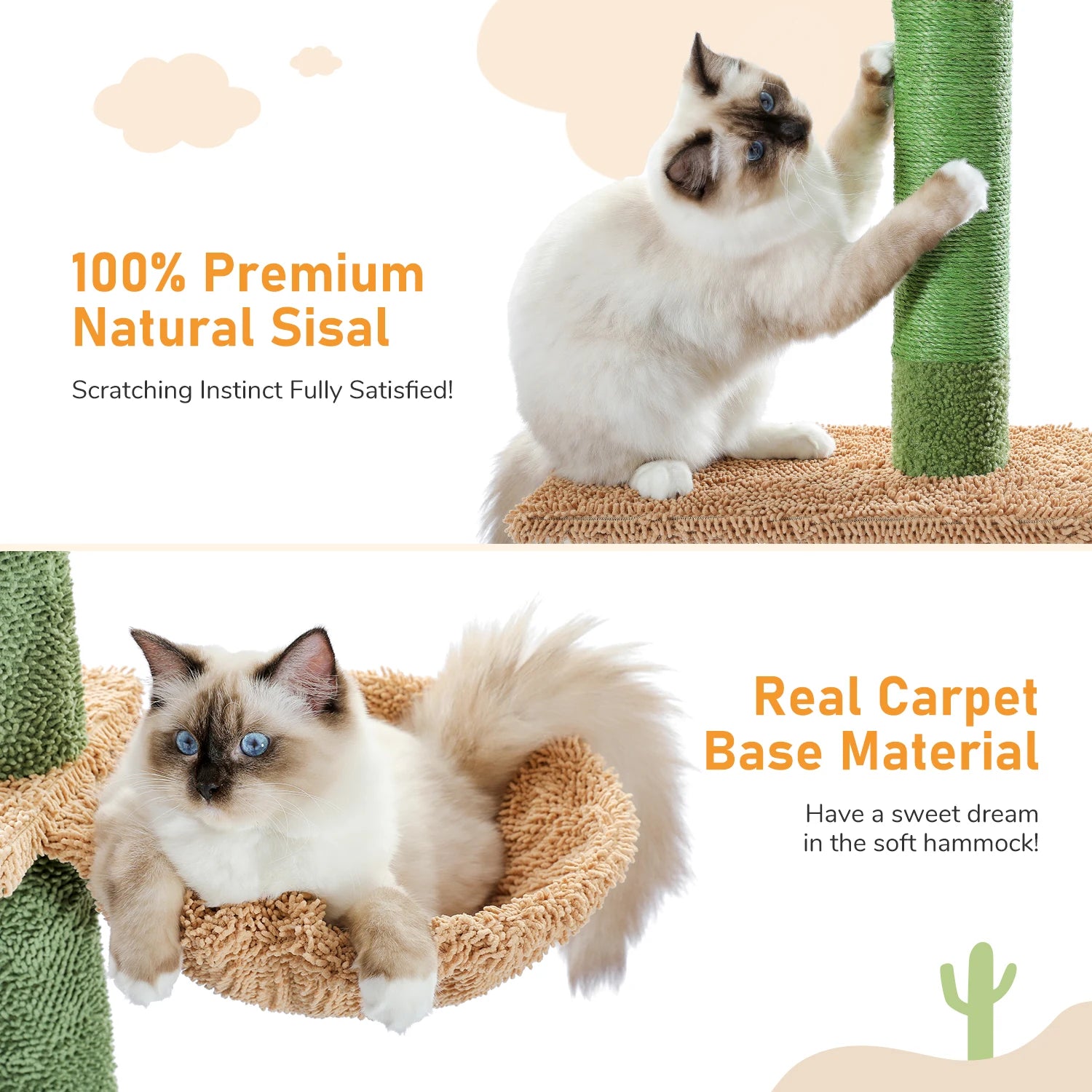 Floor-to-Ceiling Cactus Cat Tree - 5-Tier Climbing Tower with Adjustable Height & Scratching Posts