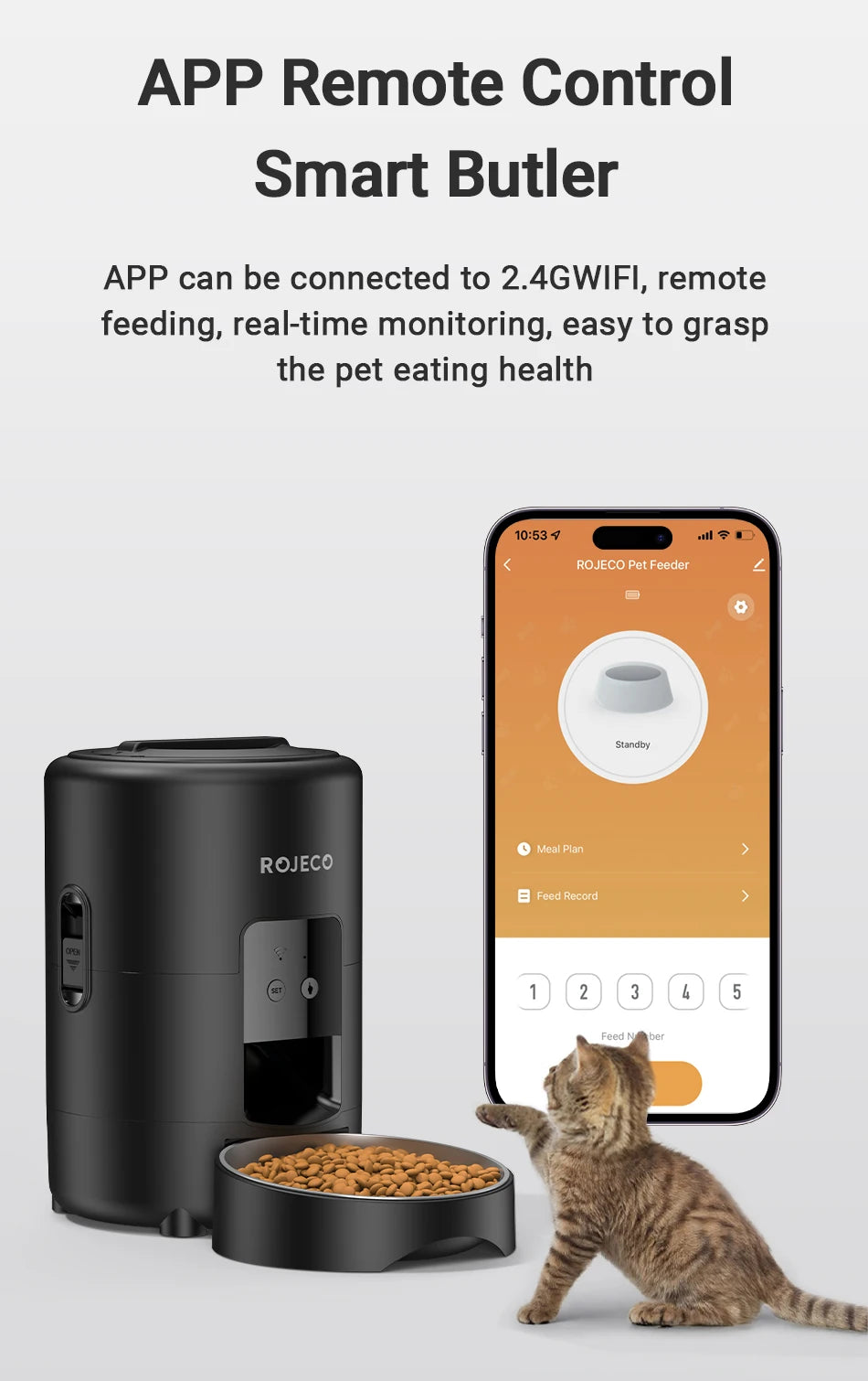 Smart WiFi Pet Feeder 2L - Automatic Cat Food Dispenser with App Control & Customised Meal Planning