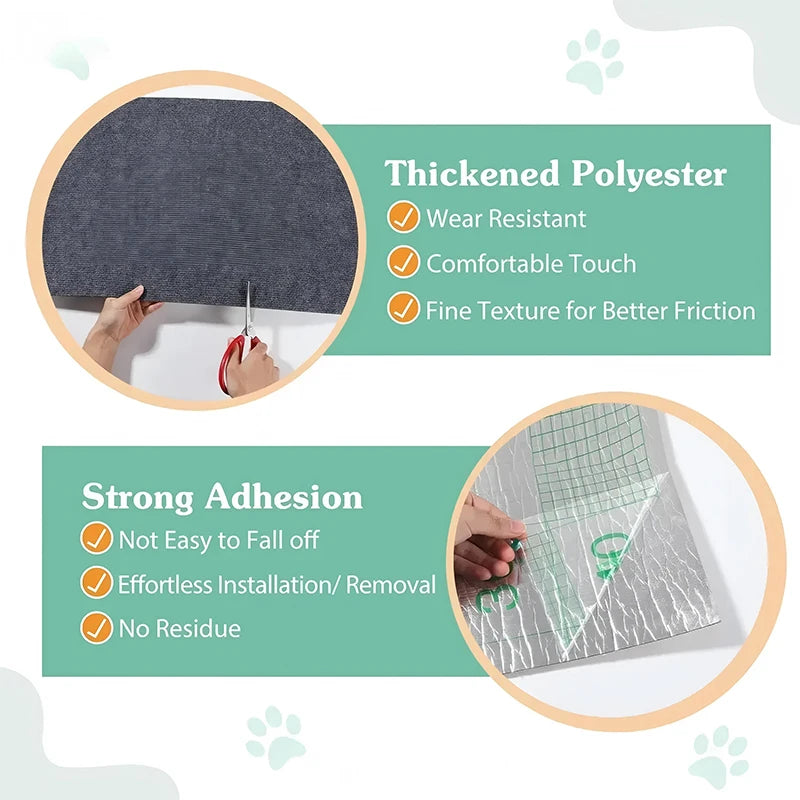 Self-Adhesive Cat Scratch Protection Mat - Trimmable Carpet Protector for Sofas and Furniture