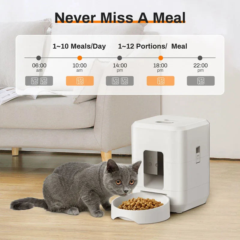 WiFi Smart Automatic Pet Feeder - 2L App-Controlled Cat & Dog Food Dispenser with Scheduled Feeding