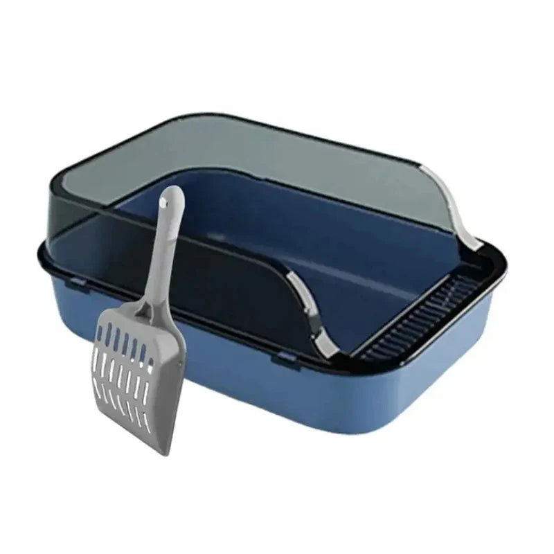 Semi-Enclosed Cat Litter Box with Scoop - Easy-Clean Double Layer Tray for Kittens & Small Pets