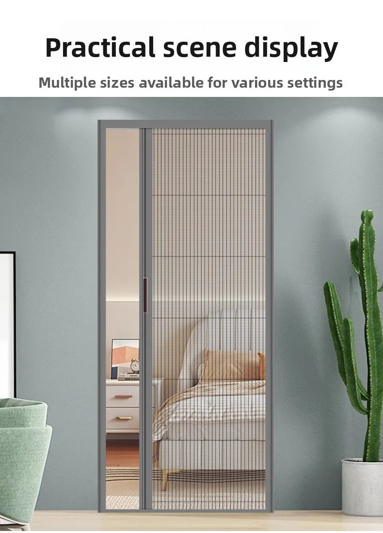 Cat-Safe Retractable Screen Door - Keep Cats In & Insects Out, No-Drill Mesh Barrier, Aluminium Frame for Fresh Air Without Escape Risks