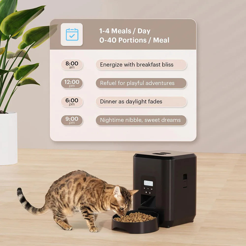 Automatic Cat Feeder with WiFi and App Control - 2L Smart Pet Food Dispenser with Timer and Portion Control