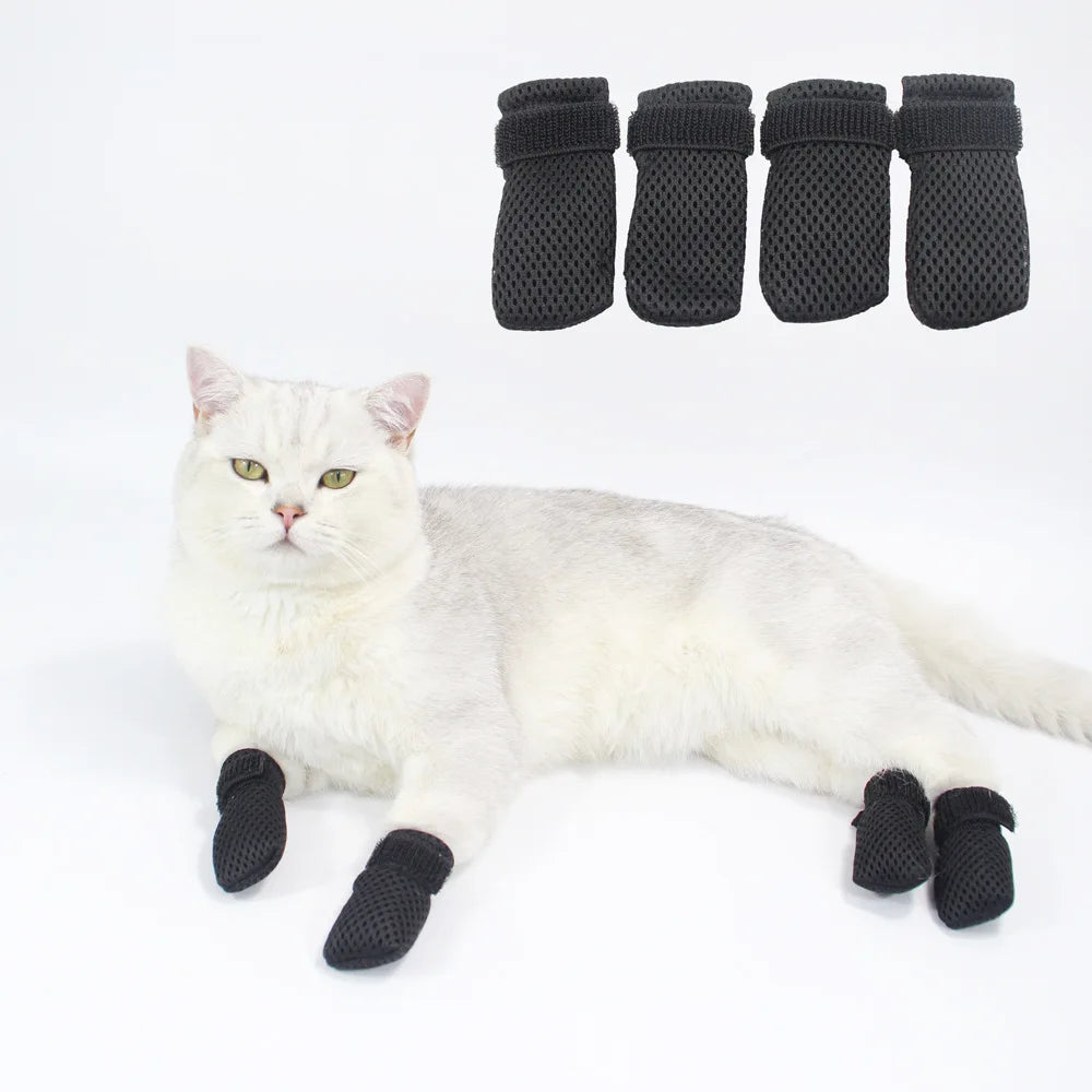 Cat Paw Protector Socks - Soft Anti-Scratch Booties with Secure Velcro Fastening for Indoor Cats