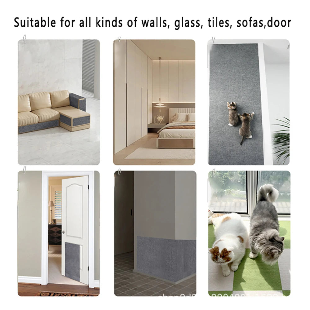 Self-Adhesive Cat Scratching Mat - Trimmable Furniture Protector for Sofas, Corners and Walls