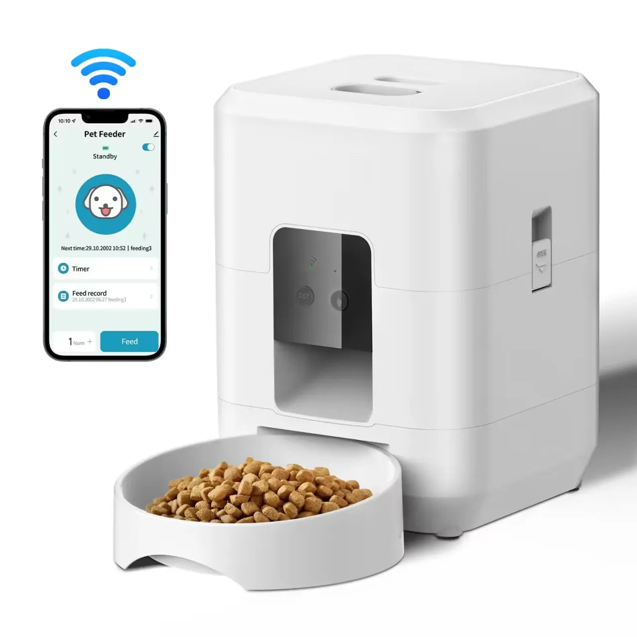 Automatic Cat Feeder with WiFi and App Control - 2L Smart Pet Food Dispenser with Timer and Portion Control