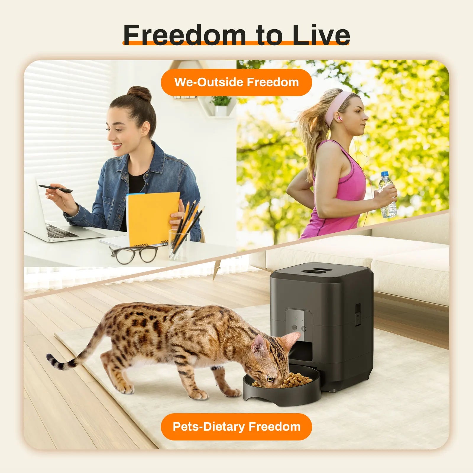 Automatic Cat Feeder with WiFi and App Control - 2L Smart Pet Food Dispenser with Timer and Portion Control