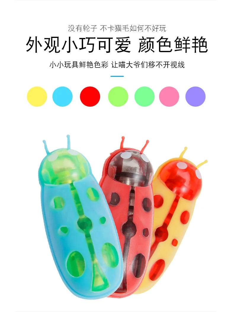 Interactive Electric Bug Cat Toy - Motion-Activated Vibrating Beetle with Obstacle Avoidance