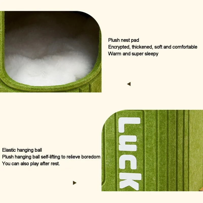 Modular Cat Cave Tower - Multi-Level Felt Hideaway with Tunnel Design for Indoor Cats & Small Dogs