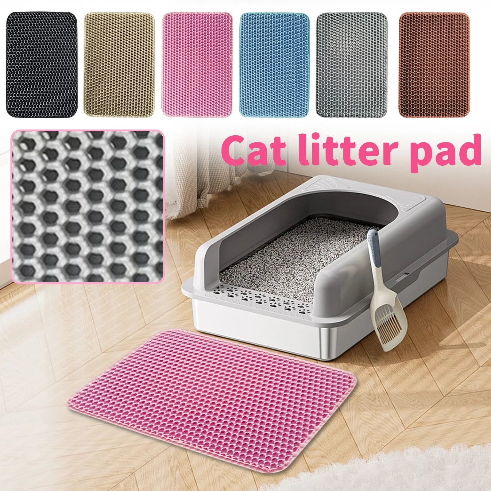 Premium Double-Layer Cat Litter Mat - Non-Slip Honeycomb Design with Superior Tracking Control
