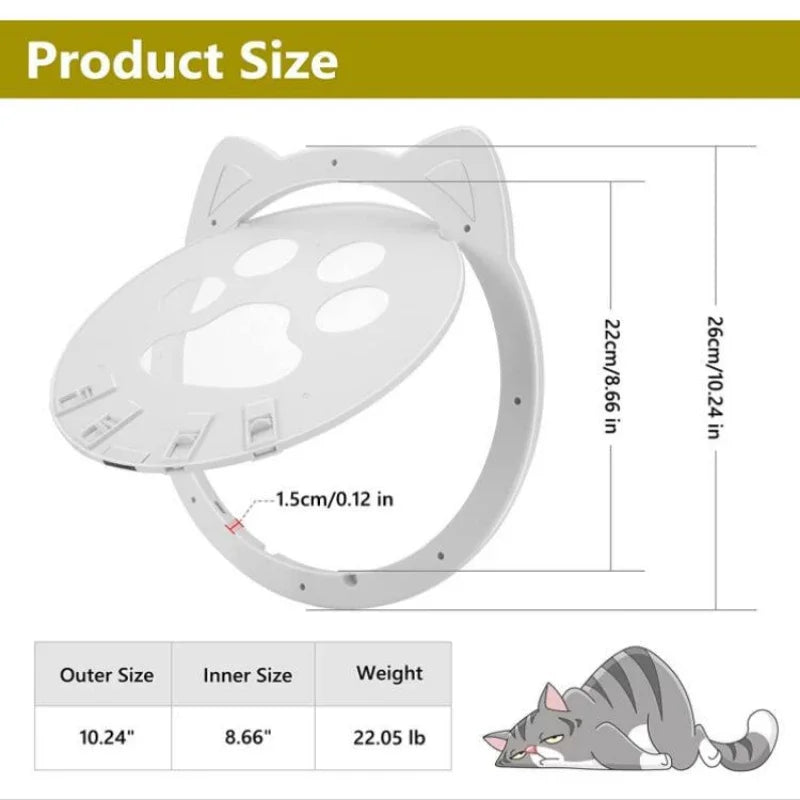 Magnetic Self-Closing Cat Flap for Screen Doors and Windows - Lockable Pet Door