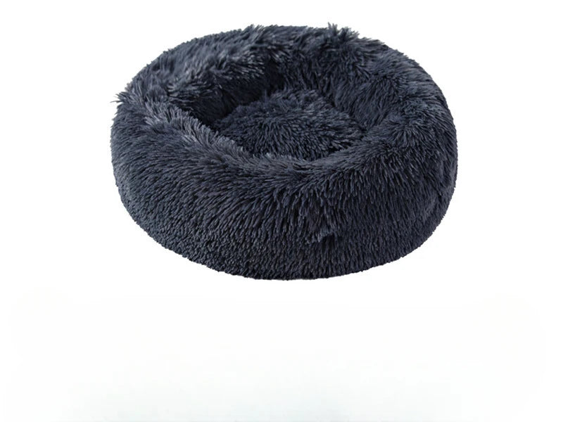 Luxurious Round Plush Cat Bed - Cosy Donut Design with Removable Washable Cover