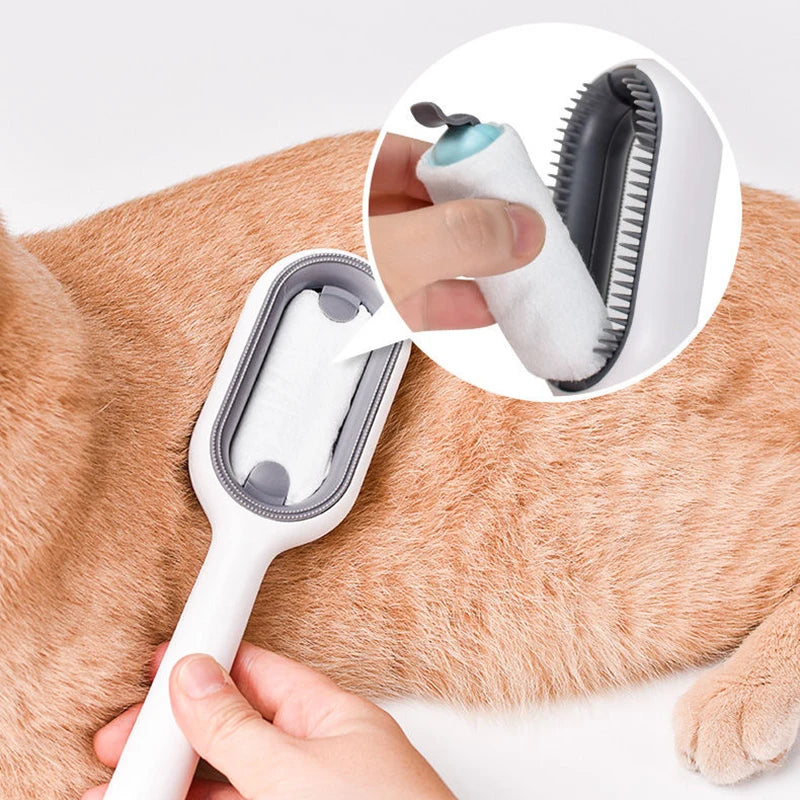 Double-Sided Cat Hair Removal Brush with Cleaning Wipes