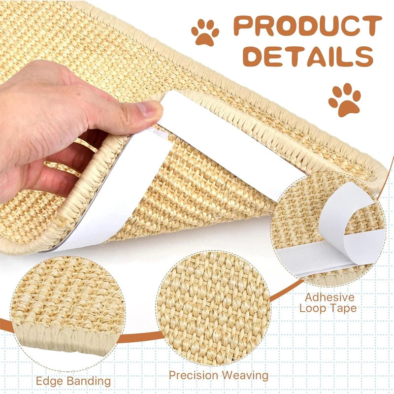 Natural Sisal Cat Scratching Mat - Horizontal Floor Pad for Furniture and Carpet Protection