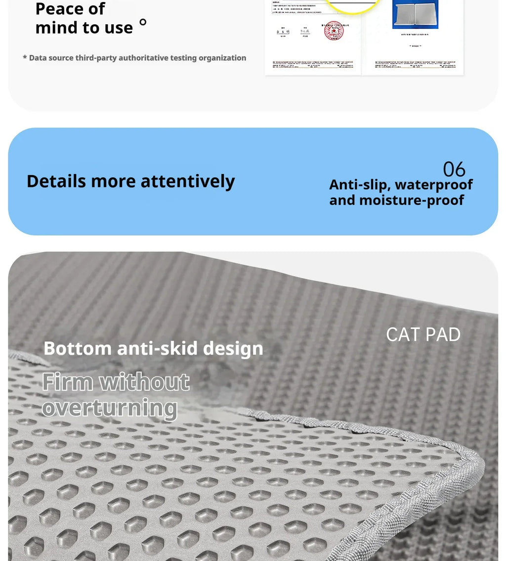 Double Layer Waterproof Cat Litter Mat 60x90cm - Anti-Slip Honeycomb Design with Easy Clean Technology