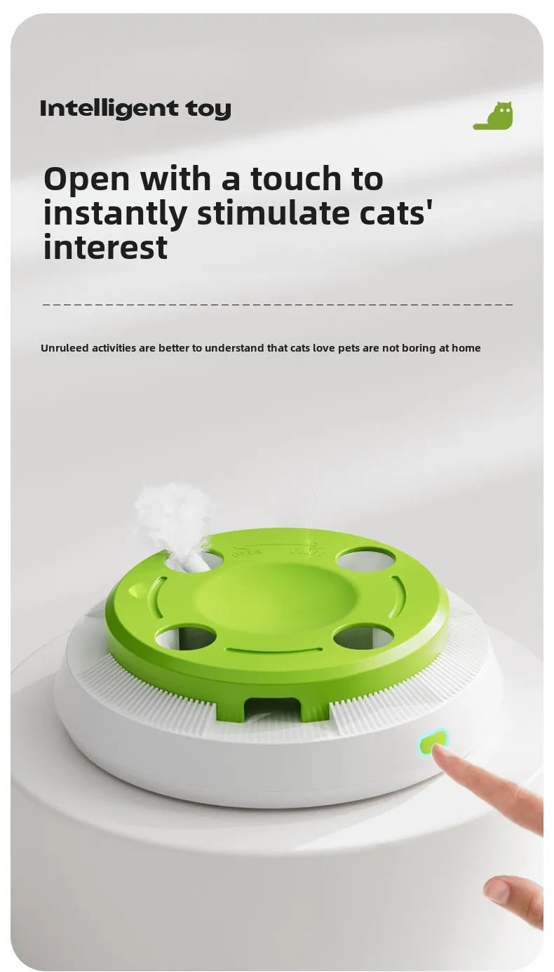 Interactive Cat Turntable Toy - Electric Rotating Feather Teaser with Automatic Motion for Indoor Cats and Kittens