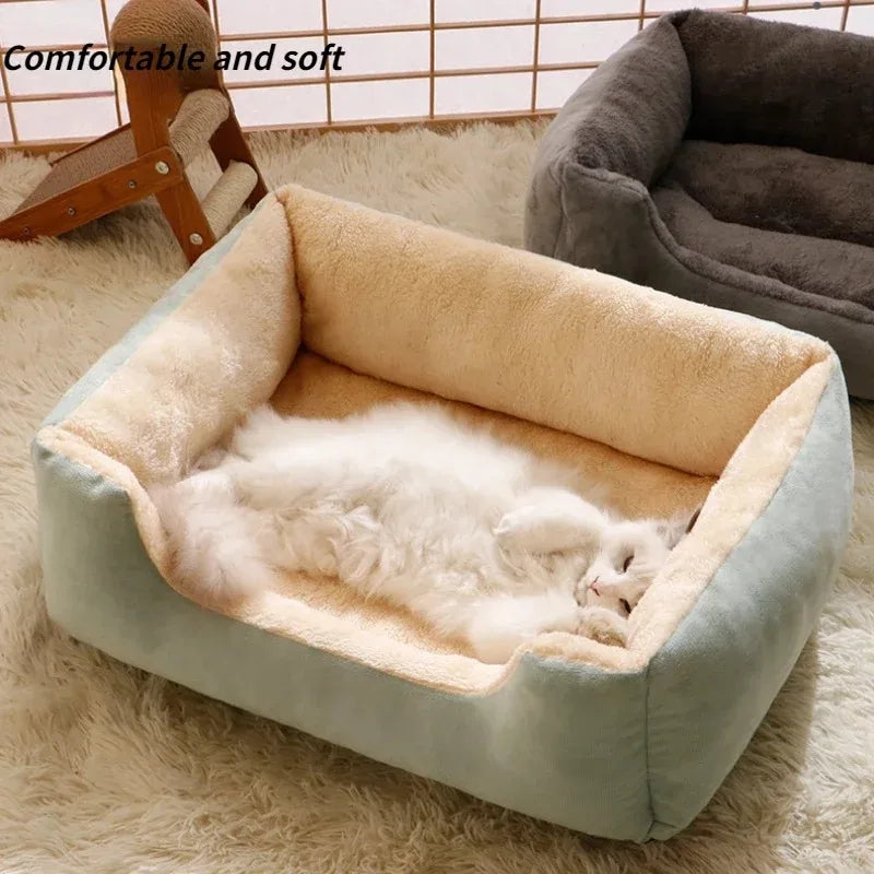 Luxury Plush Cat Bed - Soft Washable Pet Cushion for Cats & Small Dogs