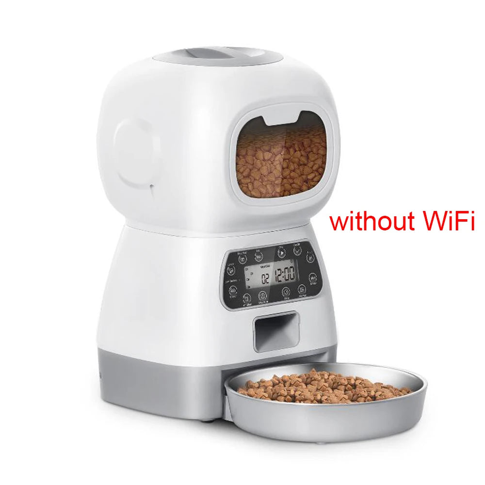 WiFi Smart Automatic Cat Feeder - 3.5L Voice Recording Pet Food Dispenser with App Control